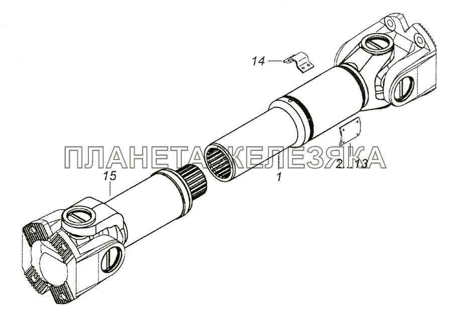 6520-2205011-32 Вал карданный среднего моста КамАЗ-6522 (Euro-2, 3)